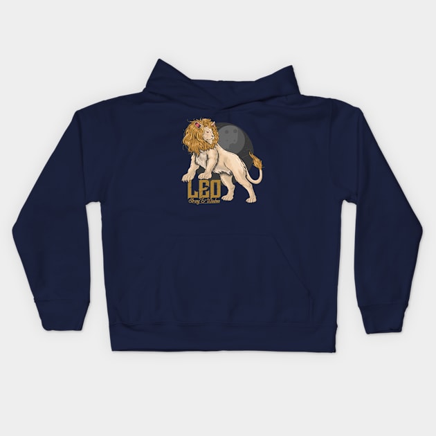 lion leo strong wisdom Kids Hoodie by Mako Design 